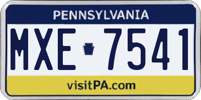 PA license plate MXE7541
