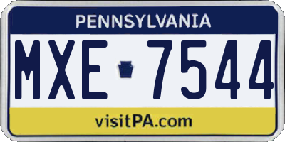 PA license plate MXE7544