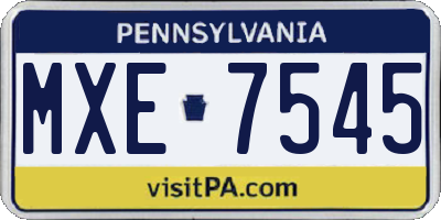 PA license plate MXE7545