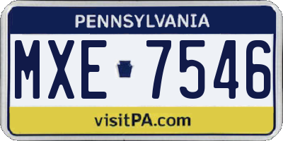 PA license plate MXE7546
