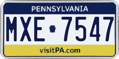 PA license plate MXE7547