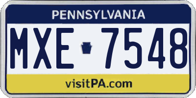 PA license plate MXE7548