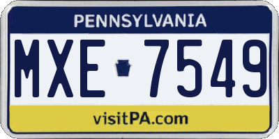 PA license plate MXE7549