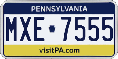 PA license plate MXE7555