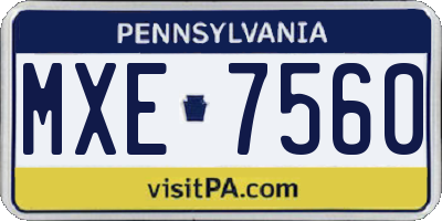 PA license plate MXE7560