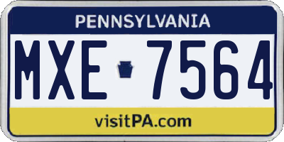 PA license plate MXE7564