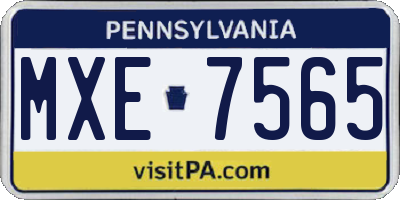 PA license plate MXE7565