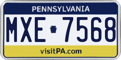 PA license plate MXE7568