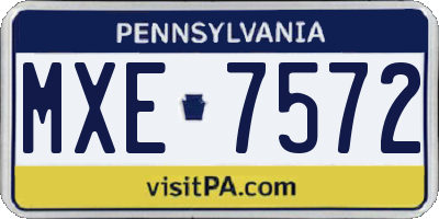 PA license plate MXE7572