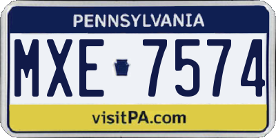 PA license plate MXE7574
