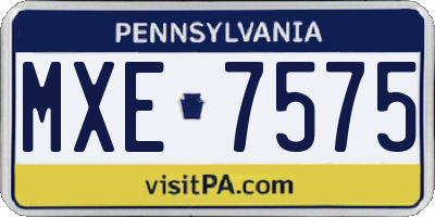 PA license plate MXE7575