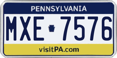 PA license plate MXE7576