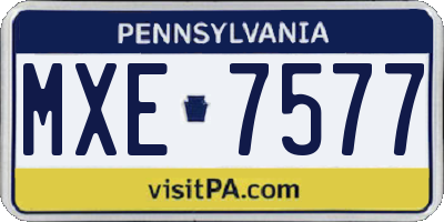 PA license plate MXE7577