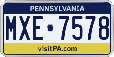 PA license plate MXE7578