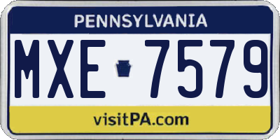 PA license plate MXE7579