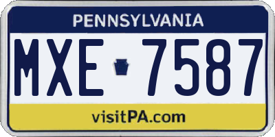 PA license plate MXE7587