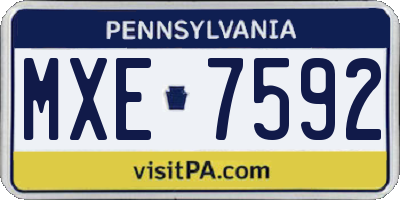 PA license plate MXE7592