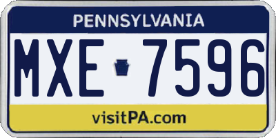 PA license plate MXE7596