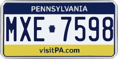 PA license plate MXE7598