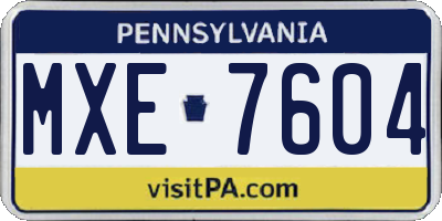 PA license plate MXE7604