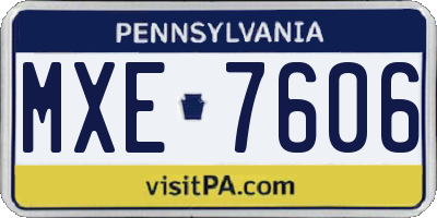 PA license plate MXE7606