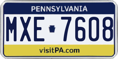 PA license plate MXE7608