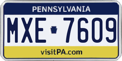 PA license plate MXE7609