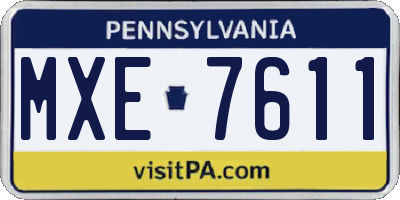 PA license plate MXE7611