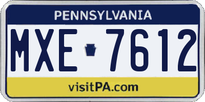 PA license plate MXE7612