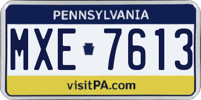 PA license plate MXE7613