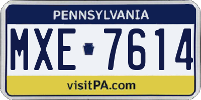 PA license plate MXE7614