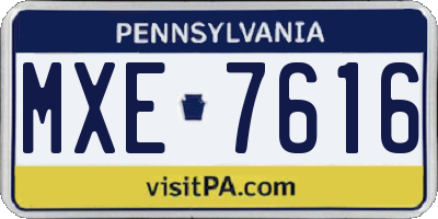 PA license plate MXE7616