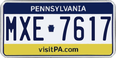 PA license plate MXE7617