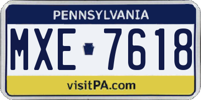 PA license plate MXE7618