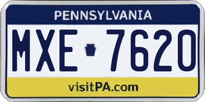 PA license plate MXE7620