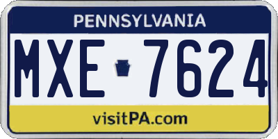 PA license plate MXE7624