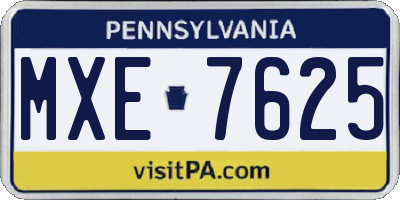 PA license plate MXE7625