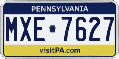 PA license plate MXE7627