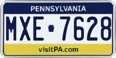 PA license plate MXE7628