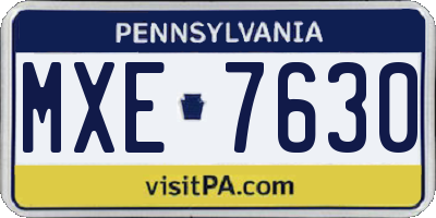 PA license plate MXE7630