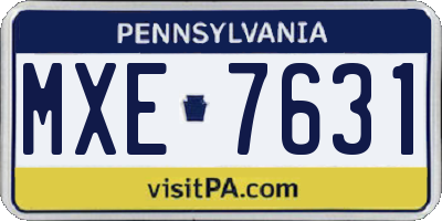 PA license plate MXE7631