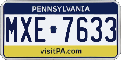 PA license plate MXE7633