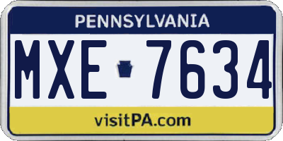 PA license plate MXE7634
