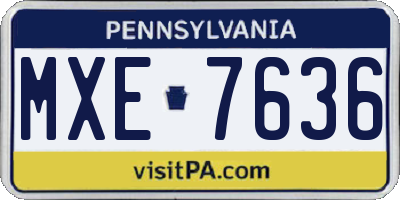 PA license plate MXE7636