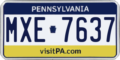 PA license plate MXE7637