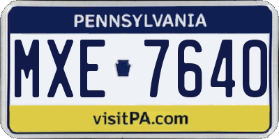 PA license plate MXE7640