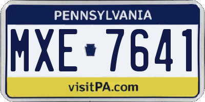 PA license plate MXE7641