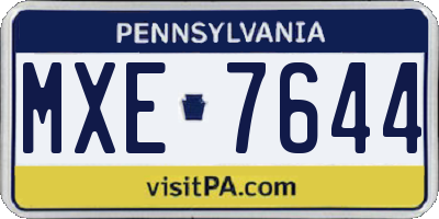 PA license plate MXE7644