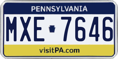 PA license plate MXE7646