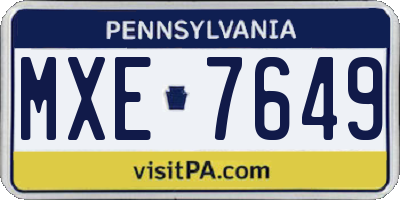 PA license plate MXE7649